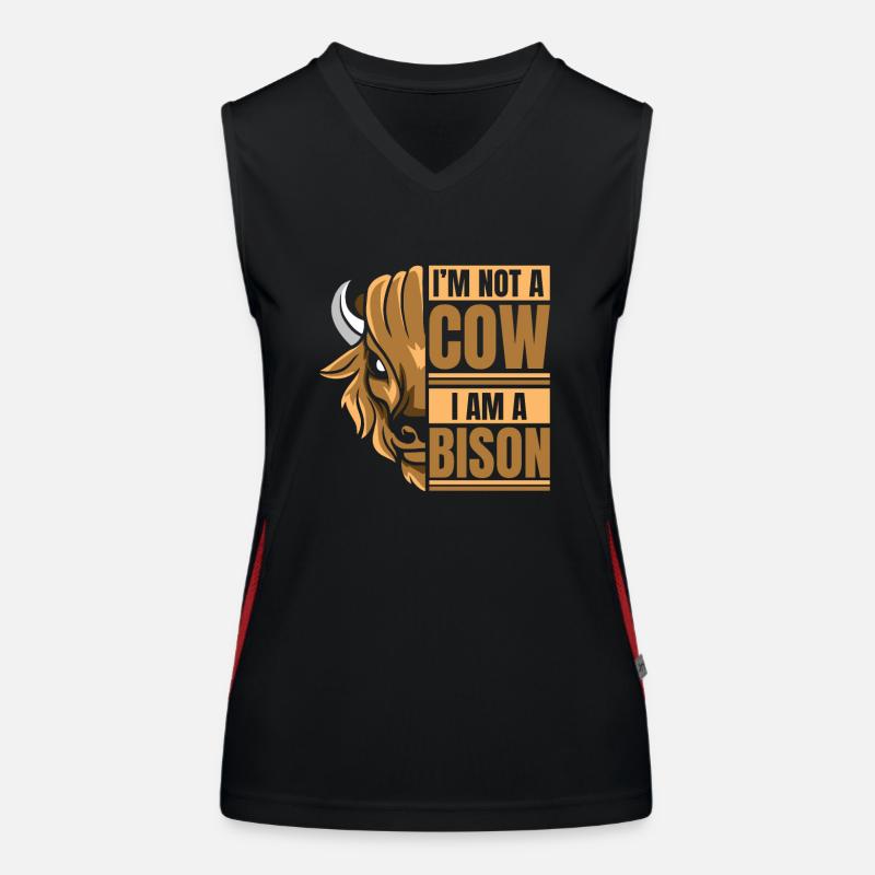 Ich bin keine Kuh, ich bin ein Bison, Büffel, Bovinae, Liebhaber Funktionelles Kontrast-Tank Top für Frauen