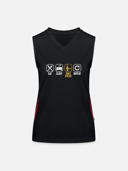 Eat Sleep Bake Bread Repeat Bread Dough Lover - Women's Functional Contrast Tank Top - black/red - Front
