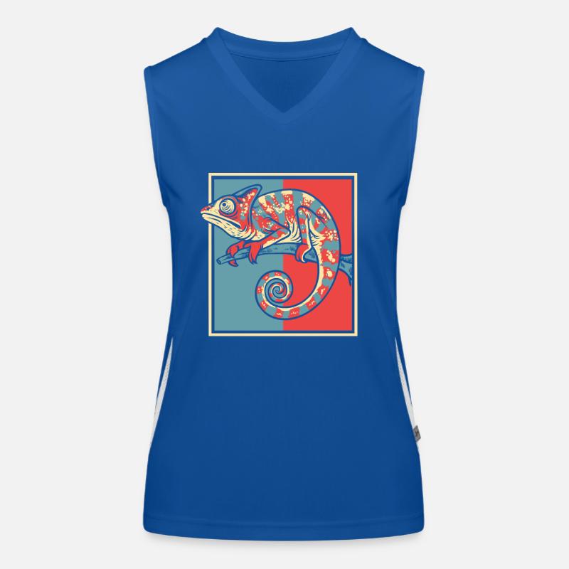 Chamäleon-Porträt Verschleierter Panther Chamaeleonidae Funktionelles Kontrast-Tank Top für Frauen