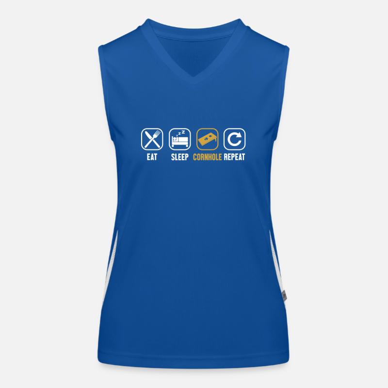 Essen Schlaf Cornhole Repeat Boards Sitzsack Spiel Funktionelles Kontrast-Tank Top für Frauen