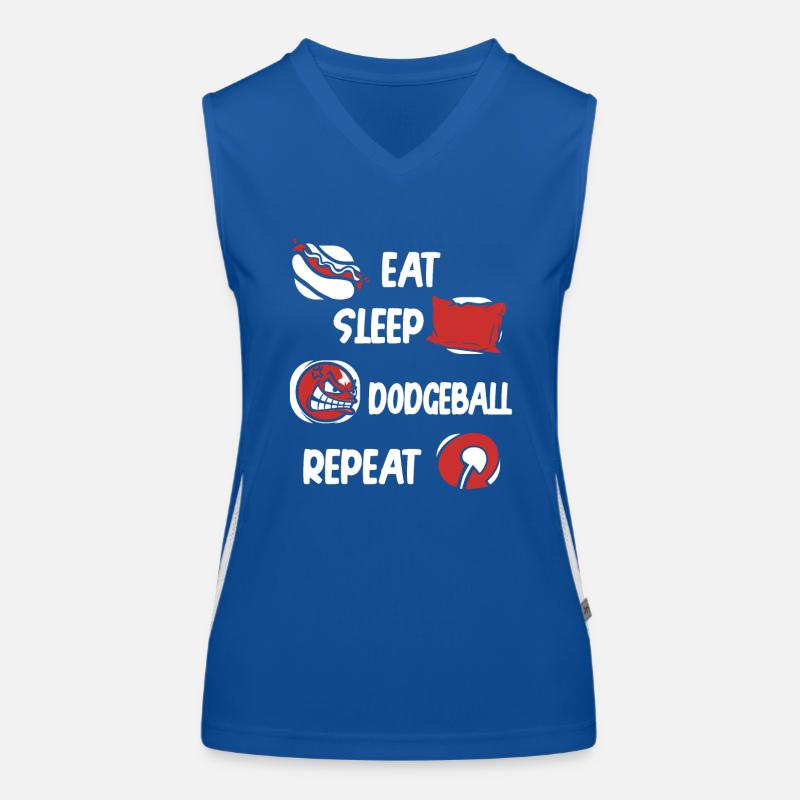 Eat Sleep Dodgeball Repeat Team Game Prisonball Women's Functional Contrast Tank Top