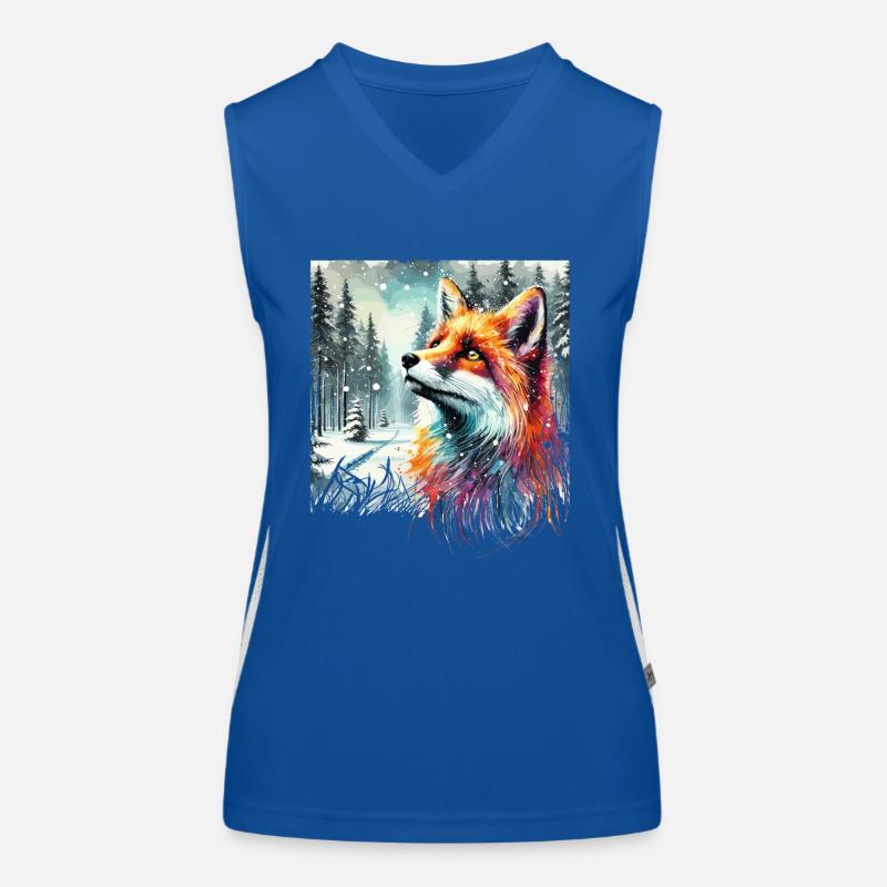Watercolor Fox, Fox, Winter Background Women's Functional Contrast Tank Top