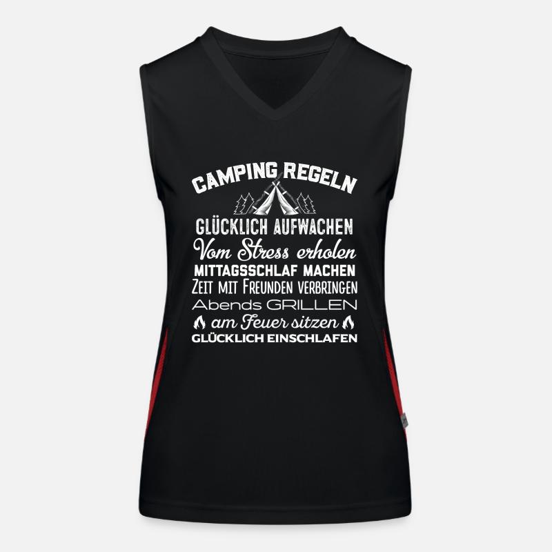 Camping Regel Zelten Urlaub Ferien Camper Geschenk Funktionelles Kontrast-Tank Top für Frauen