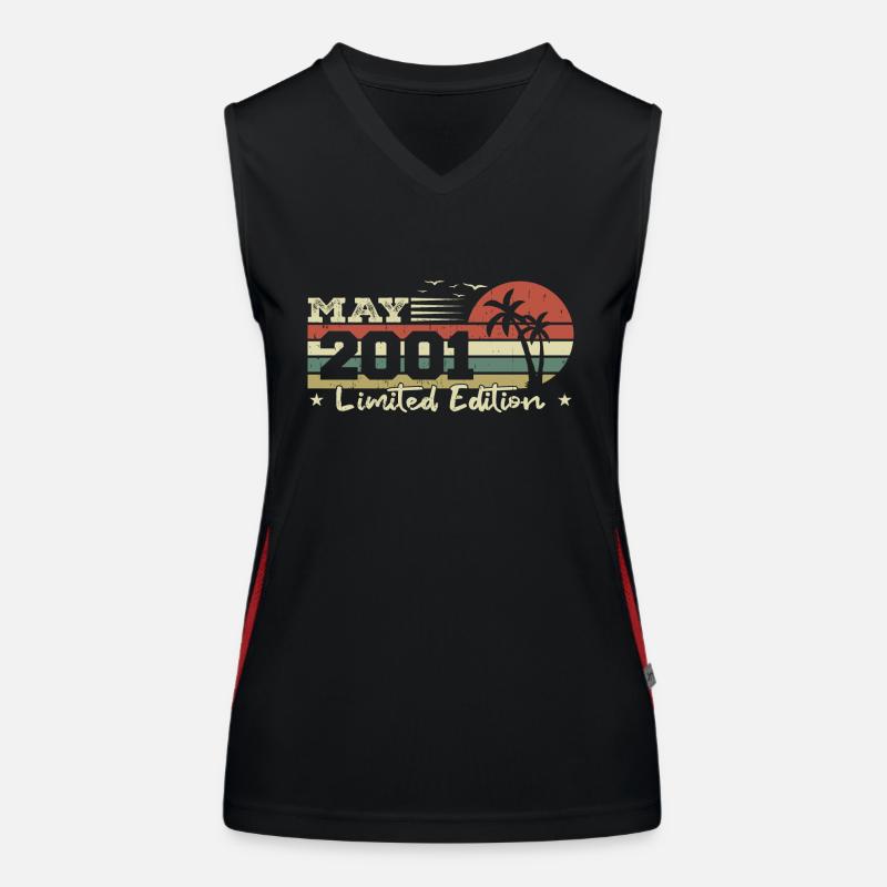 May Vintage 23rd Anniversary Born 2001 Vibe Women's Functional Contrast Tank Top
