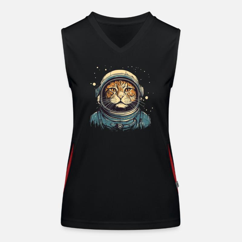 Coole Katze als Astronaut mit Anzug Funktionelles Kontrast-Tank Top für Frauen
