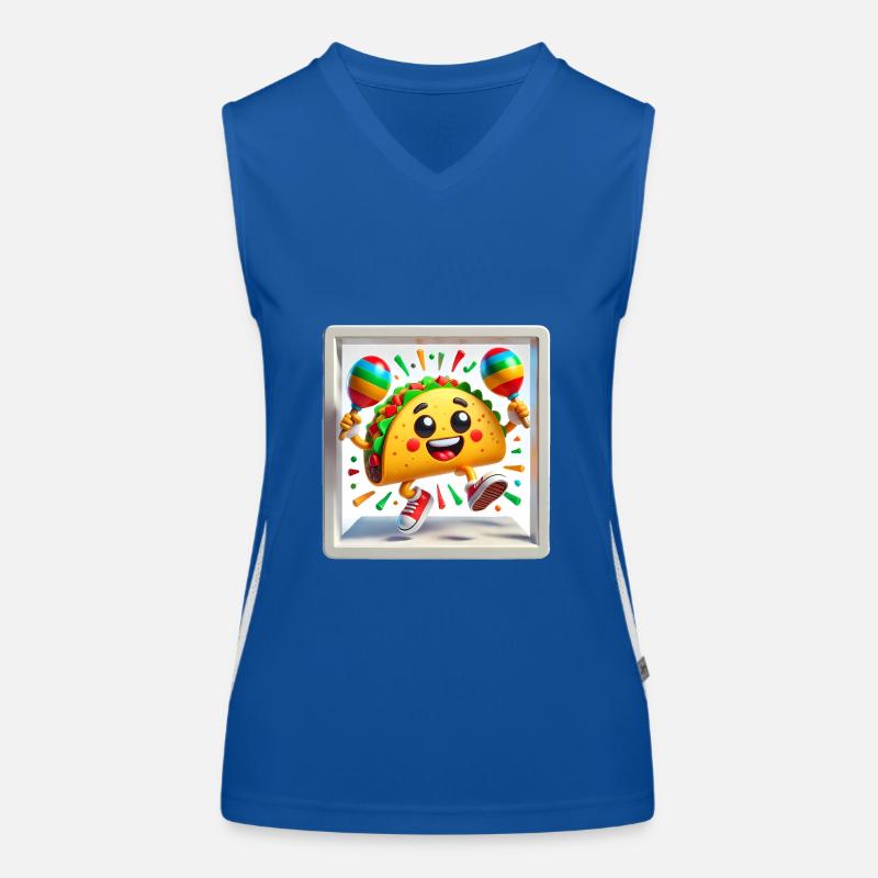 Dancing Taco with Maracas Fun Design Women's Functional Contrast Tank Top