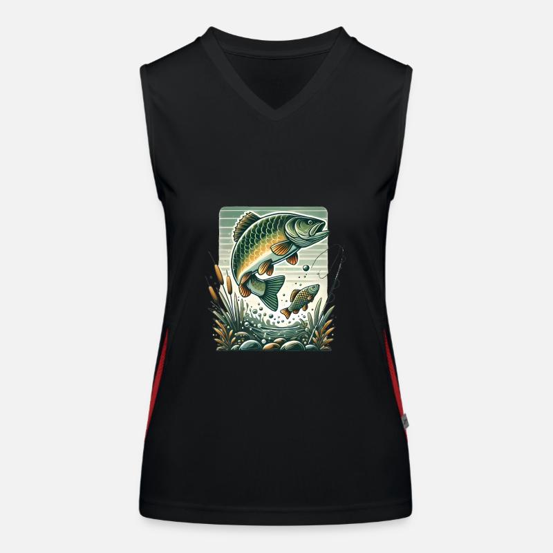 Graphique d’aventure de pêche vintage Débardeur respirant contrasté Femme