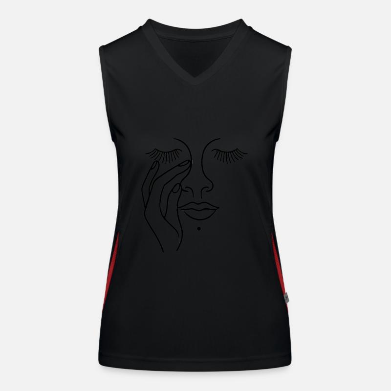 Minimalistische Gesichtslinie Kunst mit Hand Funktionelles Kontrast-Tank Top für Frauen