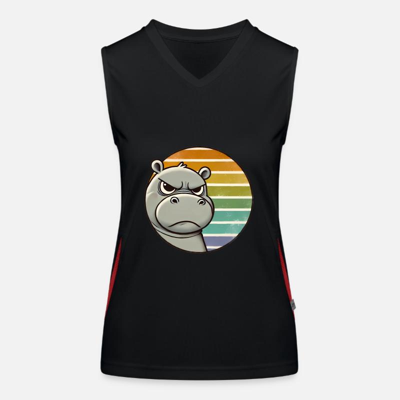 Grumpy Hippo Retro Rainbow Design Débardeur respirant contrasté Femme