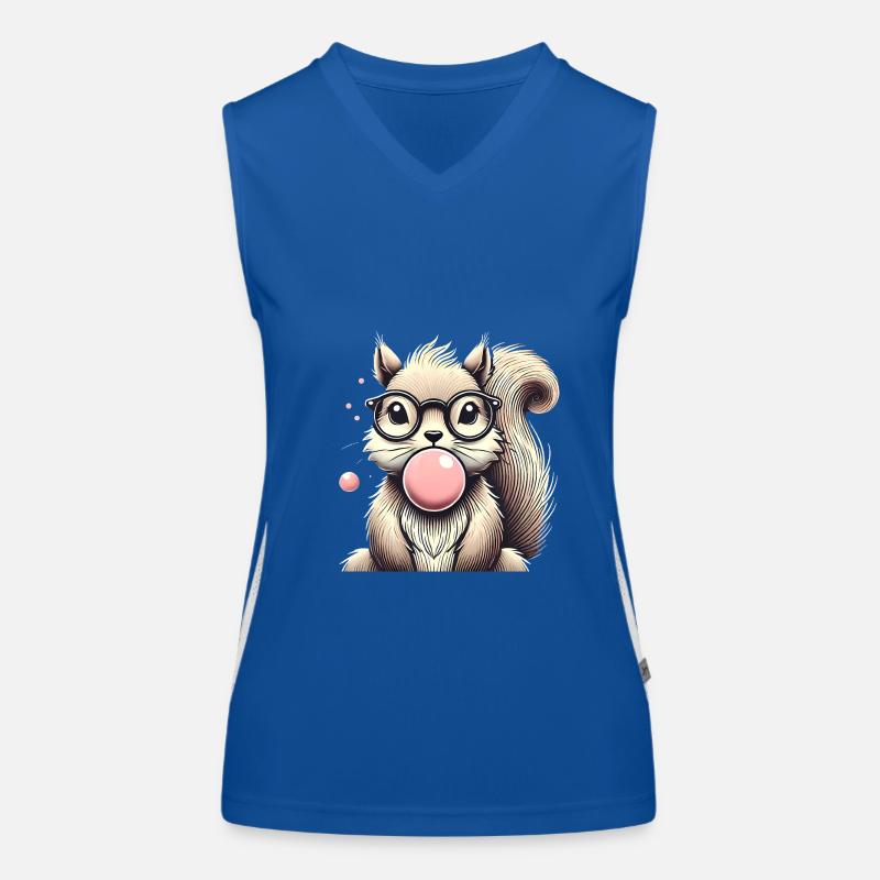 Cooles Eichhörnchen mit Kaugummi-Brille Funktionelles Kontrast-Tank Top für Frauen