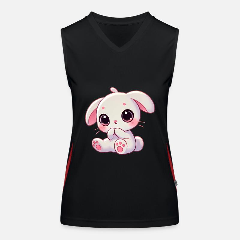 Adorable lapin grignotant graphique Débardeur respirant contrasté Femme