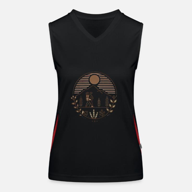 Friedlicher Bergwanderer Illustration Funktionelles Kontrast-Tank Top für Frauen