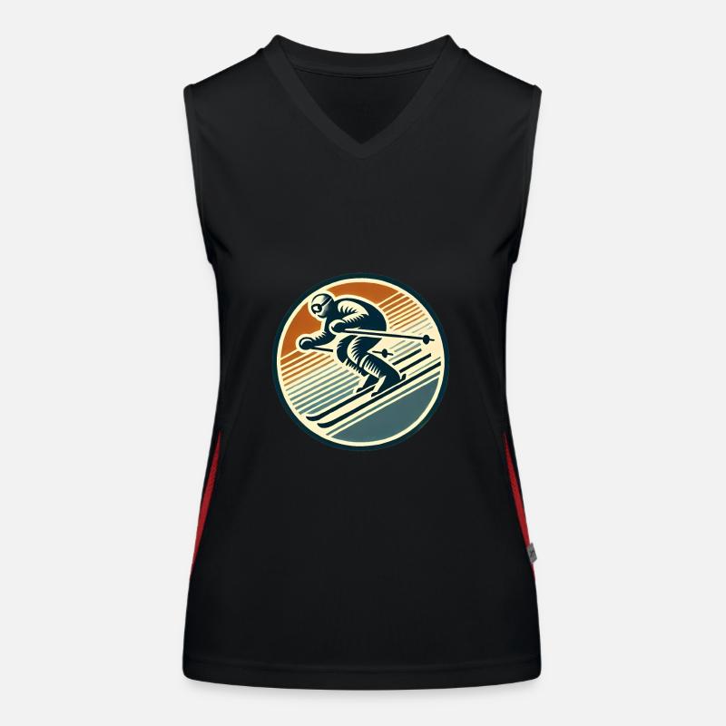 Retro-Ski-Abzeichen-Design Funktionelles Kontrast-Tank Top für Frauen