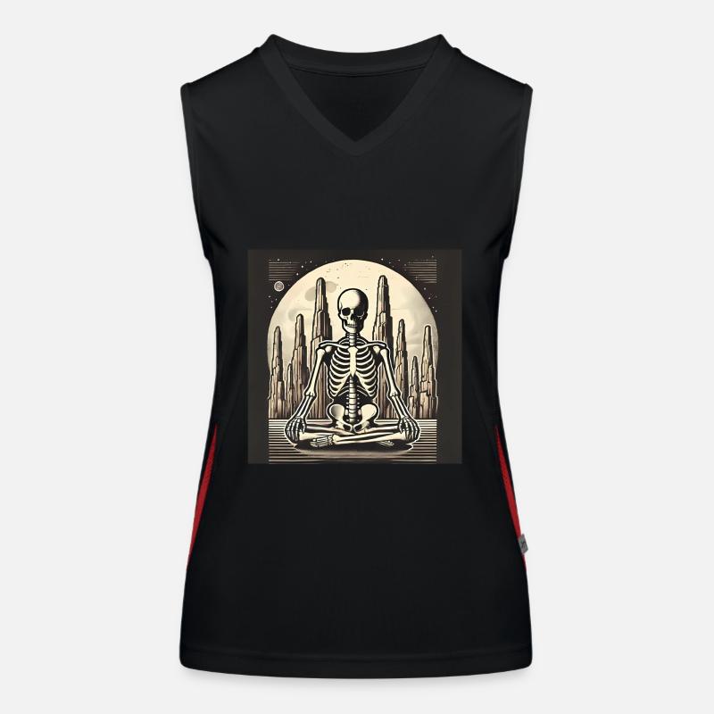 Skeleton in Solitude Illustration Women's Functional Contrast Tank Top