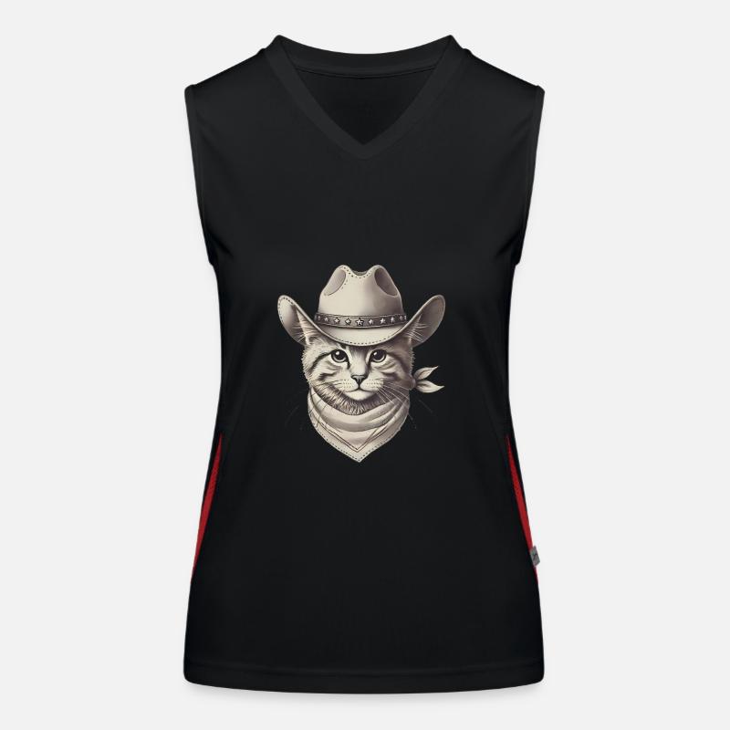 Cowboy chat illustration design Débardeur respirant contrasté Femme