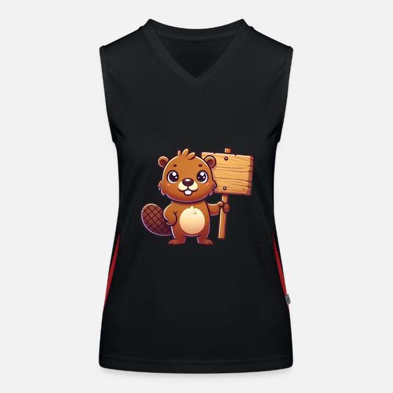 Adorable castor avec conception de panneau vierge Débardeur respirant contrasté Femme