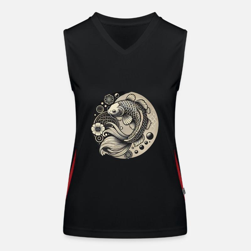 Koi Fish Harmony Design Débardeur respirant contrasté Femme
