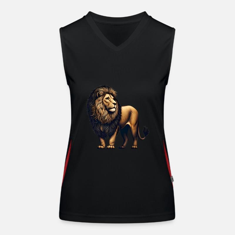 Majestic Lion Vector Design Women's Functional Contrast Tank Top