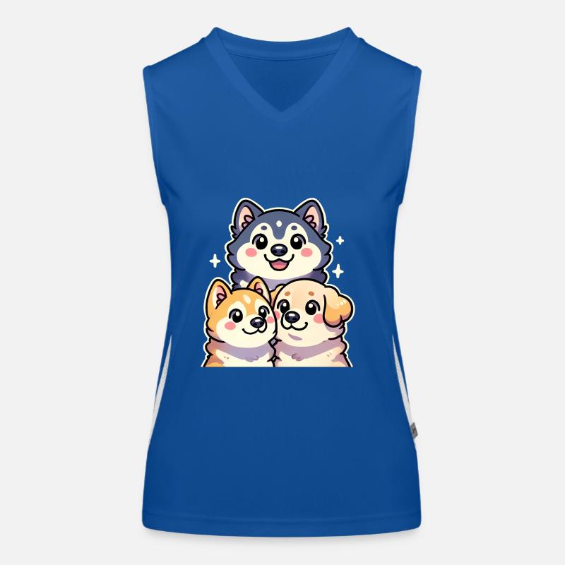 Adorable Stacked Dog Cartoon Design Women's Functional Contrast Tank Top
