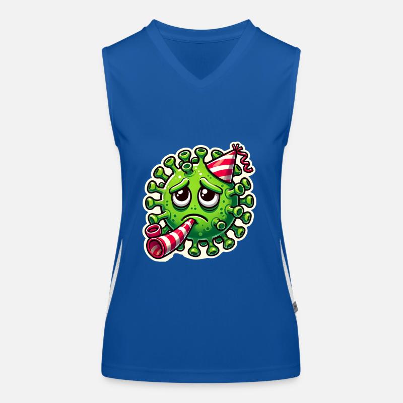 Sad Germ Party Sticker Design Women's Functional Contrast Tank Top