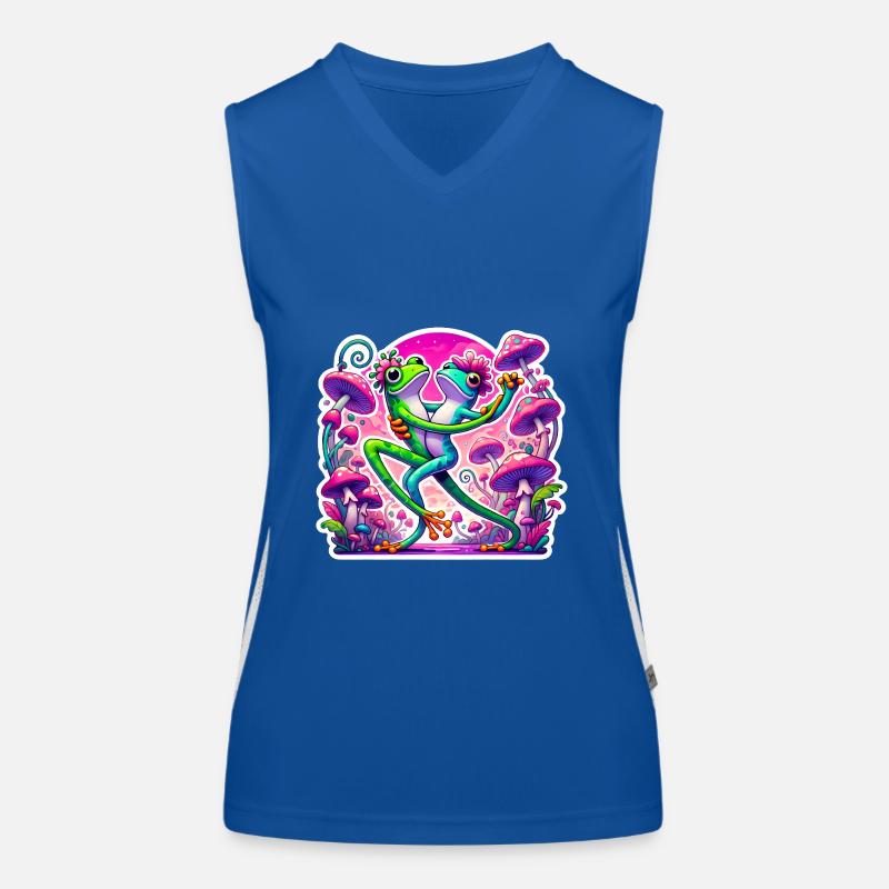 Frösche, die unter Pilzen tanzen Funktionelles Kontrast-Tank Top für Frauen