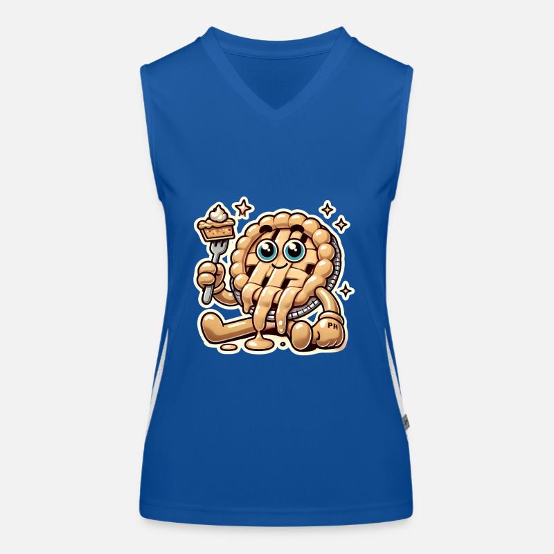 Funny Existential Pie Cartoon Design Women's Functional Contrast Tank Top