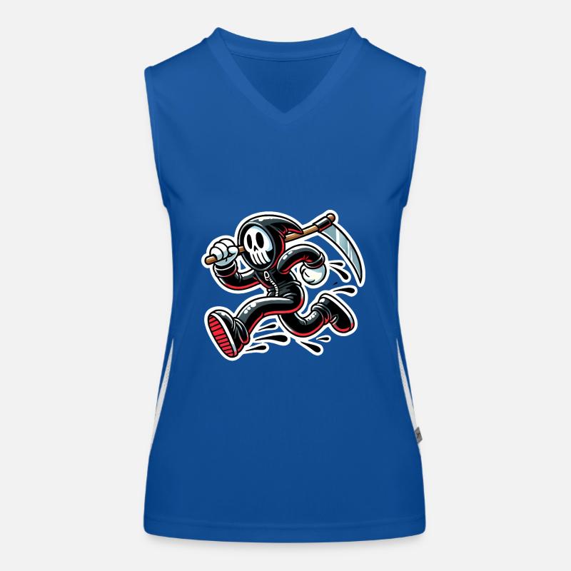 Funny Grim Reaper Running Design Women's Functional Contrast Tank Top