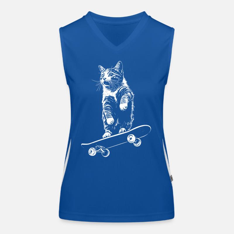Cat Skateboard Skater Women's Functional Contrast Tank Top