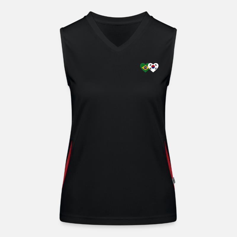 Brésil Corée du Sud Drapeau Coeur Débardeur respirant contrasté Femme