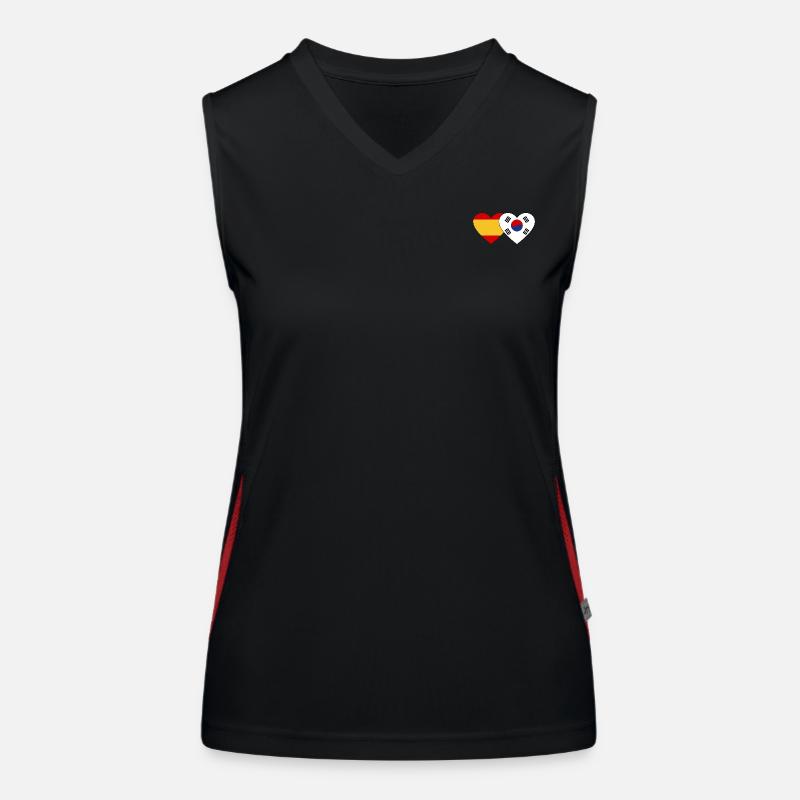 Espagne, Corée Du Sud, Drapeau, Coeur Débardeur respirant contrasté Femme