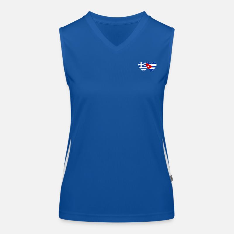 Greece Cuba Flag Heart Women's Functional Contrast Tank Top