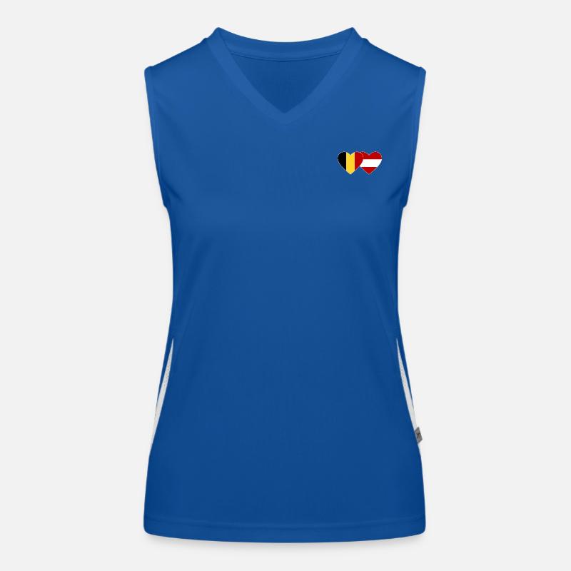 Belgium Austria Flag Heart Women's Functional Contrast Tank Top