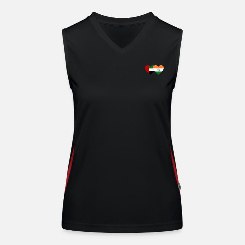 Émirats arabes unis Inde Drapeau Coeur Débardeur respirant contrasté Femme