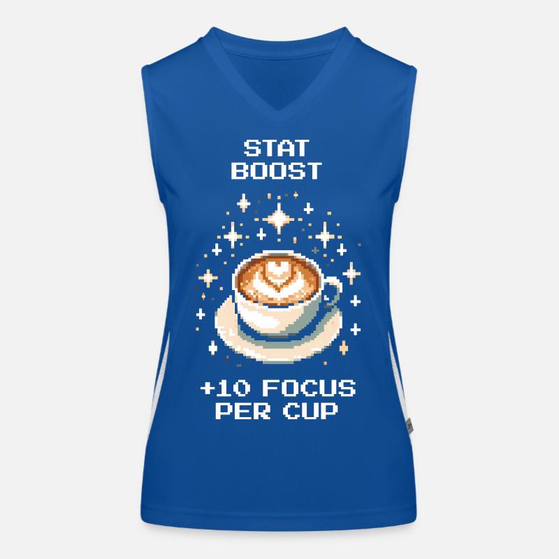 Stat Boost: +10 Focus per Cup | Coffee Women's Functional Contrast Tank Top