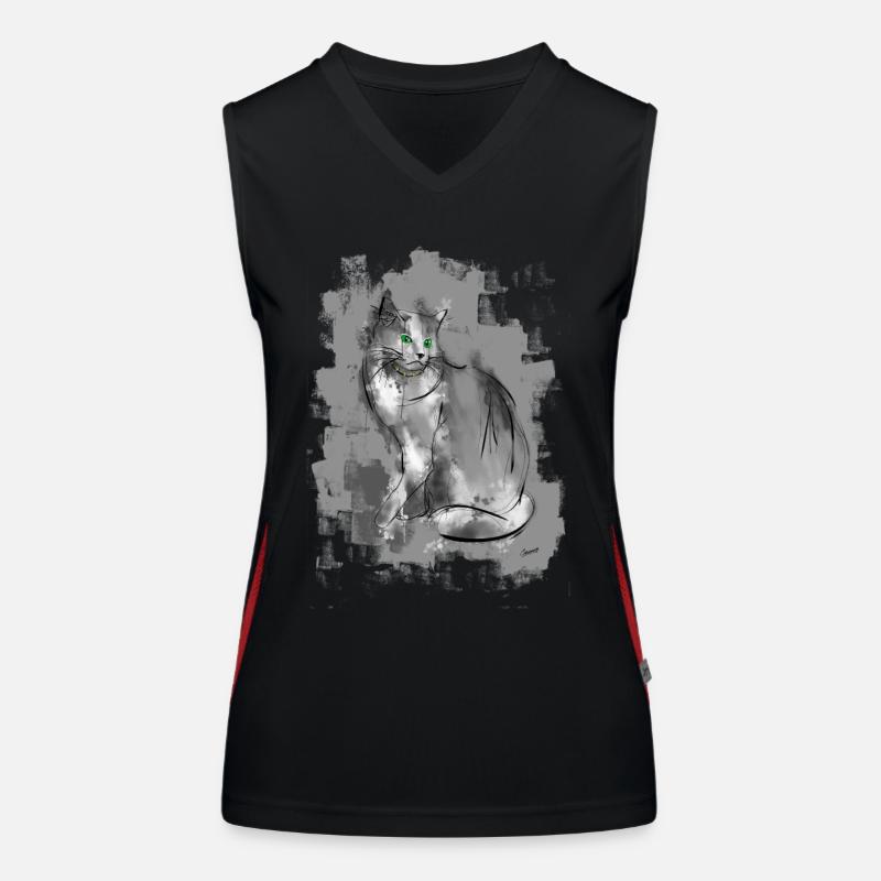 cat - Women's Functional Contrast Tank Top - black/red