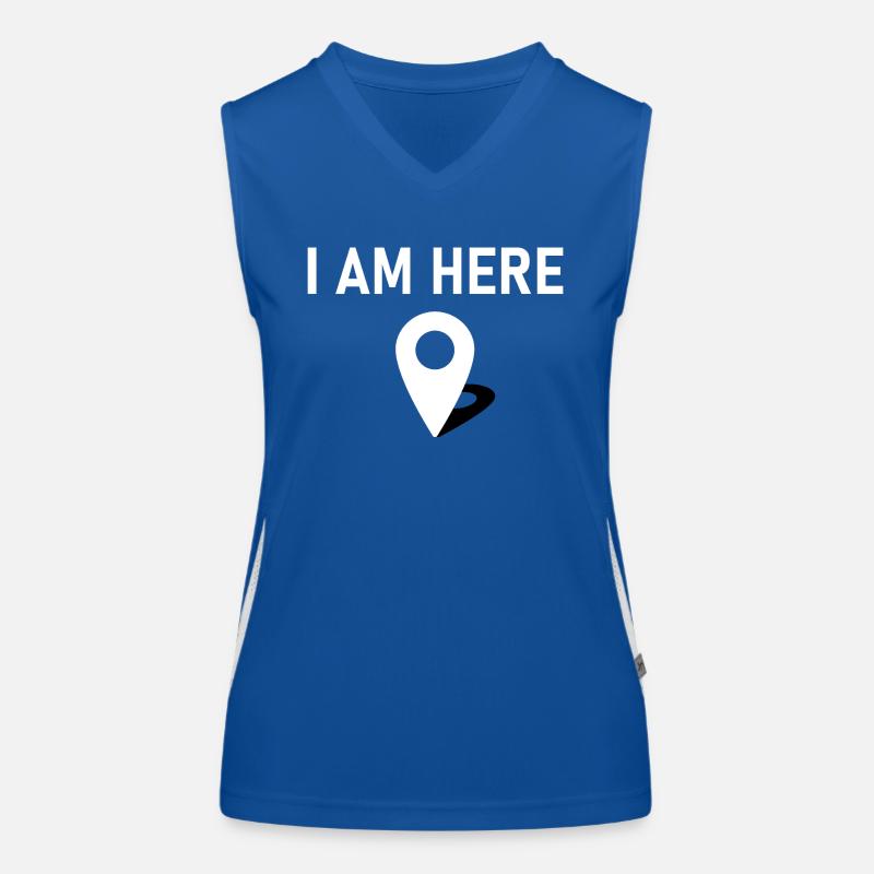 I am here 📍 Funktionelles Kontrast-Tank Top für Frauen
