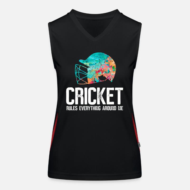 Cricket Rules Everything Around Me Funktionelles Kontrast-Tank Top für Frauen