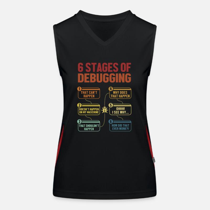 6 Stages of Debugging Full Stack Coder Software Women's Functional Contrast Tank Top