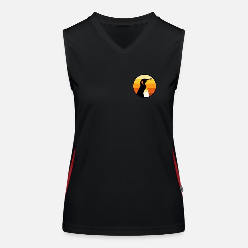 Penguin Logo Emblem Kaiserpinguin Seevogel Pinguin Funktionelles Kontrast-Tank Top für Frauen