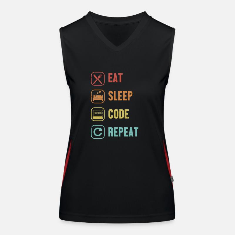 Eat Sleep Code Repeat Software Engineer Coder Débardeur respirant contrasté Femme