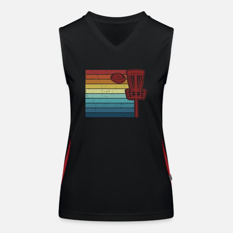 Retro Disc Golfer Frisbee Golf Korb Scheibe Funktionelles Kontrast-Tank Top für Frauen