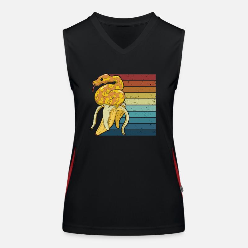 Retro Python Schlange Schuppenkriechtiere Banana Funktionelles Kontrast-Tank Top für Frauen
