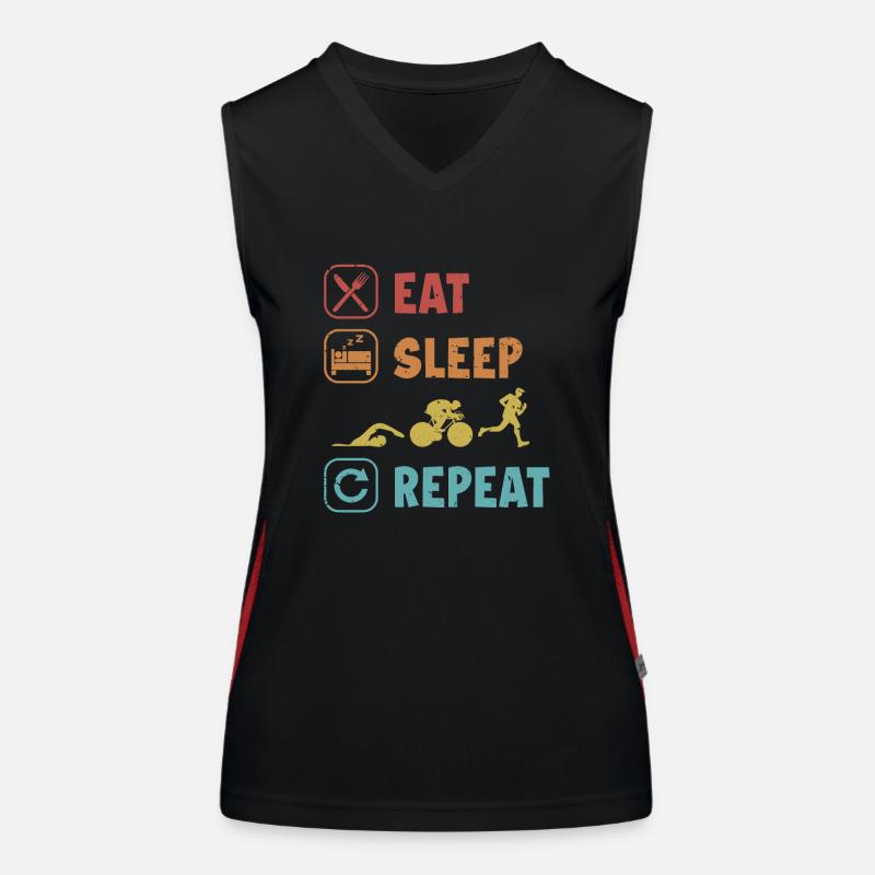 Eat Sleep Swim Ride Run Repeat Training Triathlete Women's Functional Contrast Tank Top