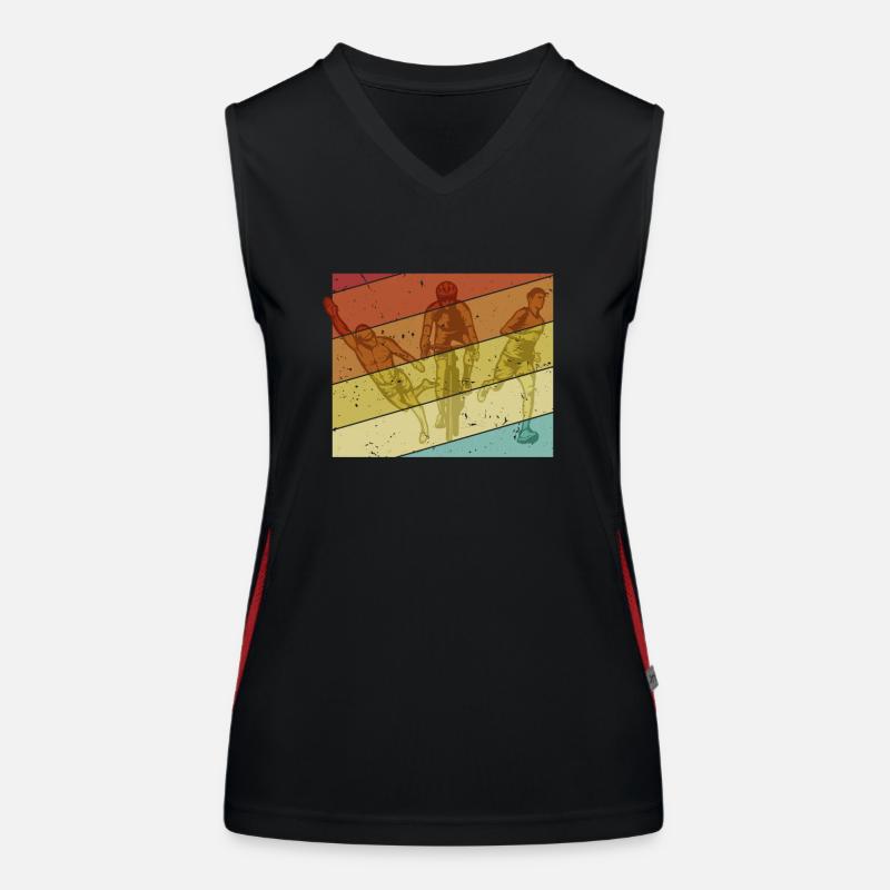 Retro Triathlet Training Triathlonrad Profi Funktionelles Kontrast-Tank Top für Frauen