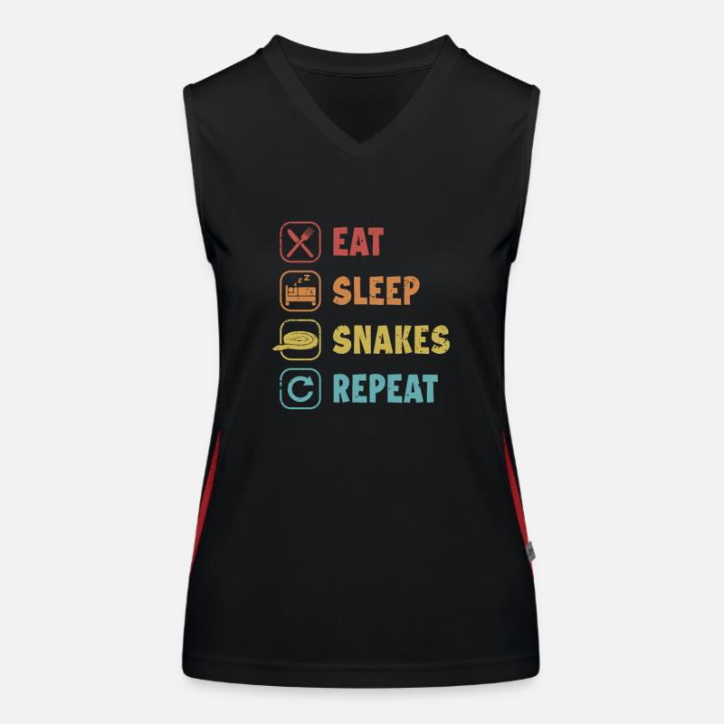 Eat Sleep Snakes Repeat Schlange Python Banana Funktionelles Kontrast-Tank Top für Frauen