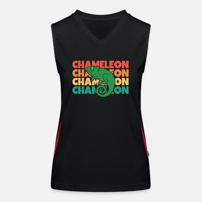 Chamäleon Retro Text Verschleierter Panther Funktionelles Kontrast-Tank Top für Frauen