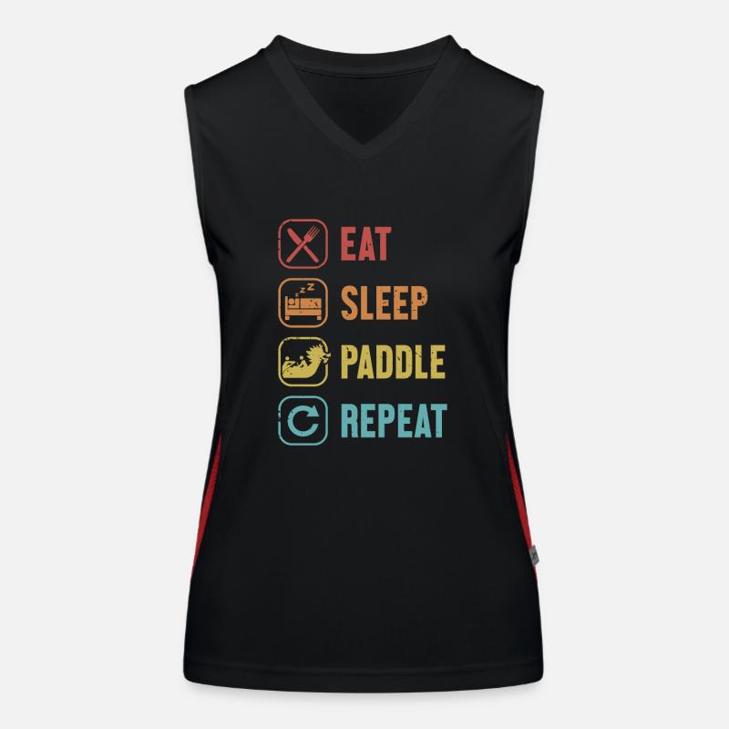 Eat Sleep Paddle Repeat Paddler Drummer Team Women's Functional Contrast Tank Top