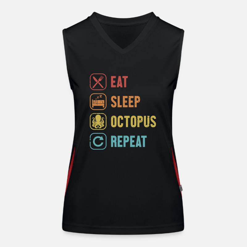 Manger Dormir Octopus Répéter Cephalopoda Octopodes Débardeur respirant contrasté Femme