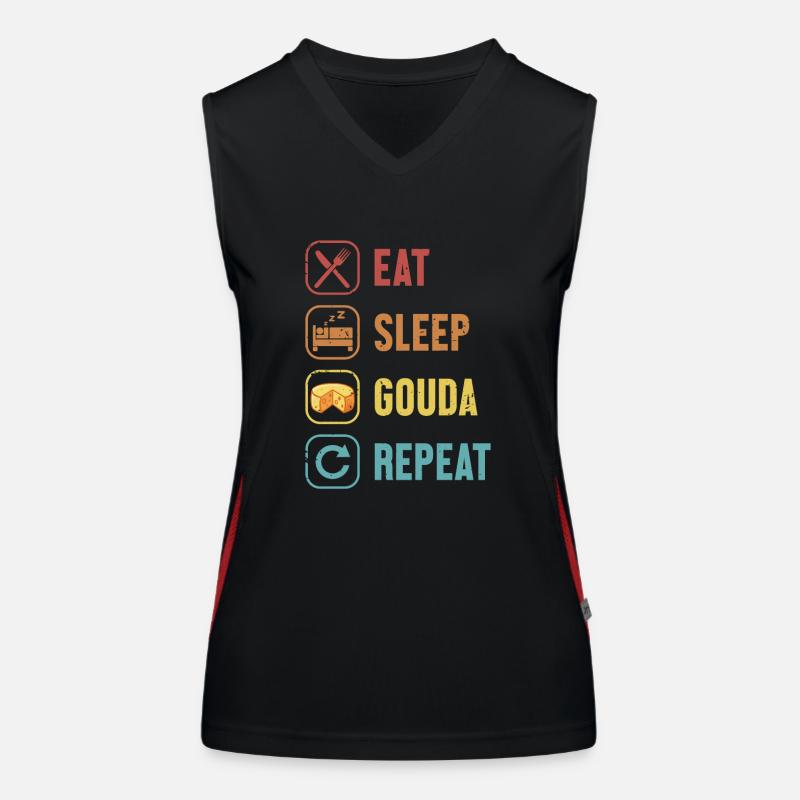 Manger Dormir Gouda Répéter Queso Fromager Débardeur respirant contrasté Femme