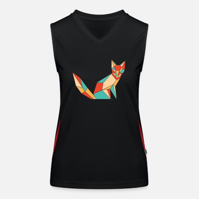 Retro Caninae Red Fox Canidae Fox Lover Fox - Women's Functional Contrast Tank Top - black/red